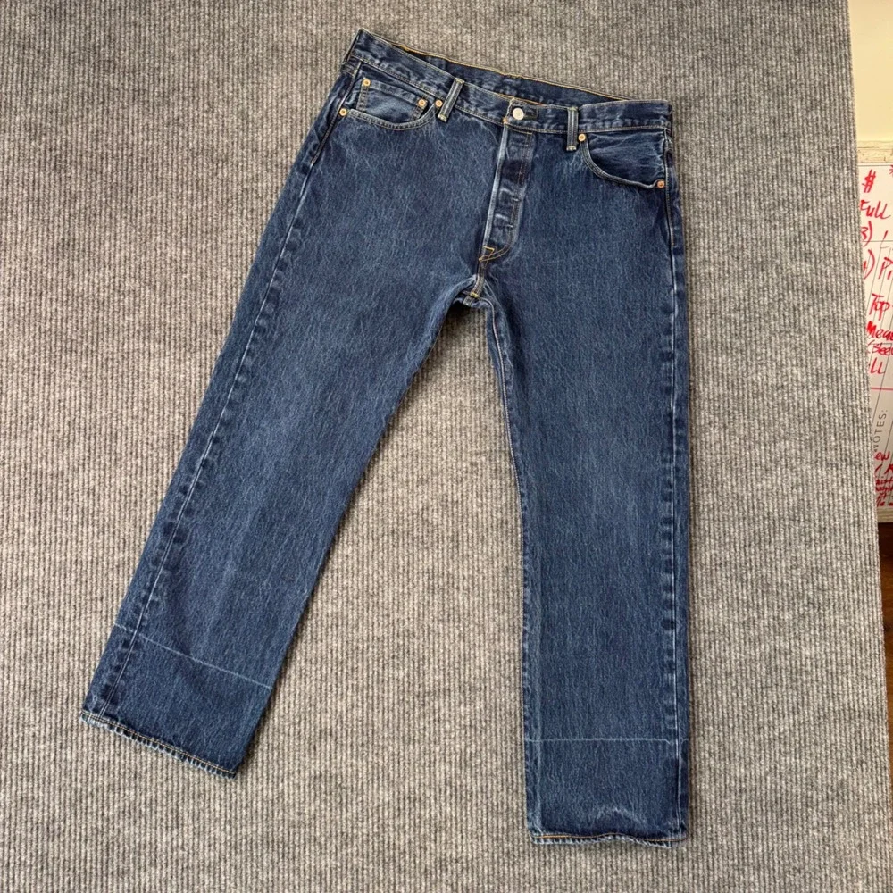 Levi's 501 Straight Leg‎ Jeans Mens W36 L29 Dark Wash Denim Blue